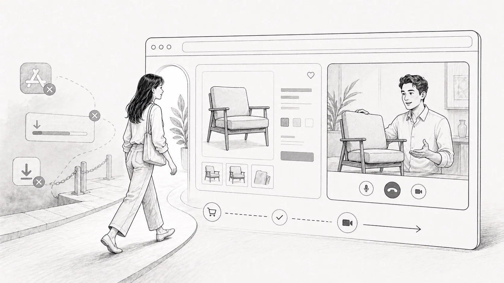 Browser-native video commerce: why no-download calls matter